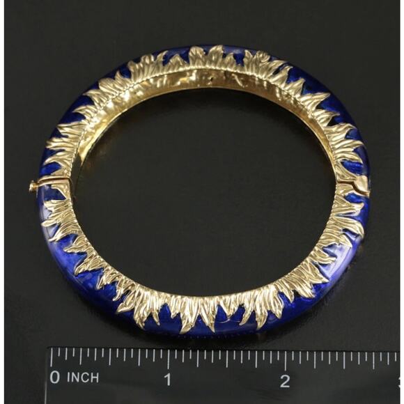 Vintage Cartier 18k Gold Blue Enamel Bangle Bracelet RARE - Picture 16 of 16